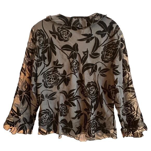 Women's Y2K Black Velvet Burnout Floral Top Sz XL Whimsigoth Fairy Goth Witchy - Picture 9 of 16